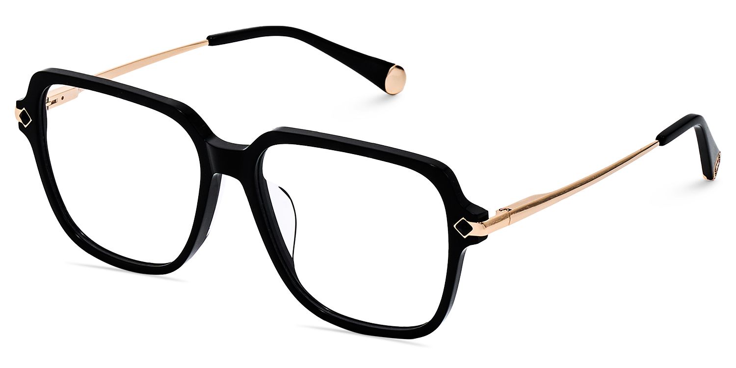 Vega Schwarz Quadratisch Acetat Brille2