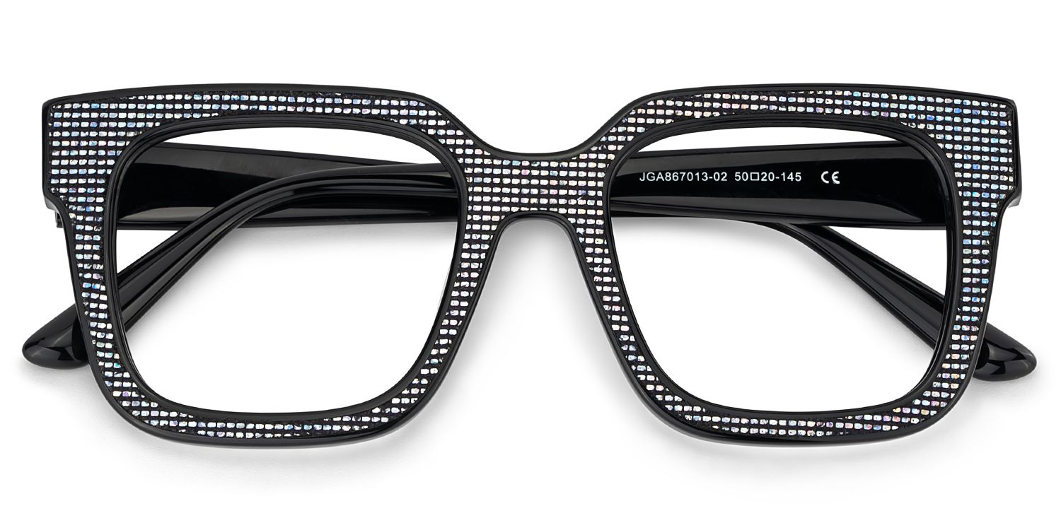 Solmarie Schwarz Quadratisch Acetat Brille1