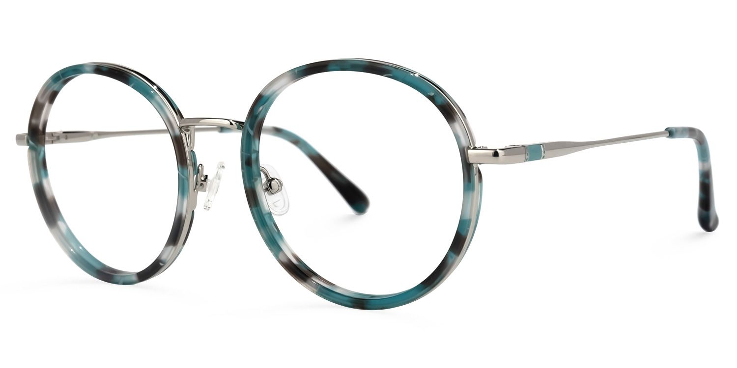 Valery Blumendruck-Blau Rund Brille1