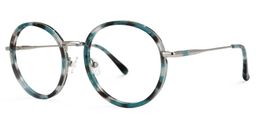 Valery Blumendruck-Blau Rund Brille1