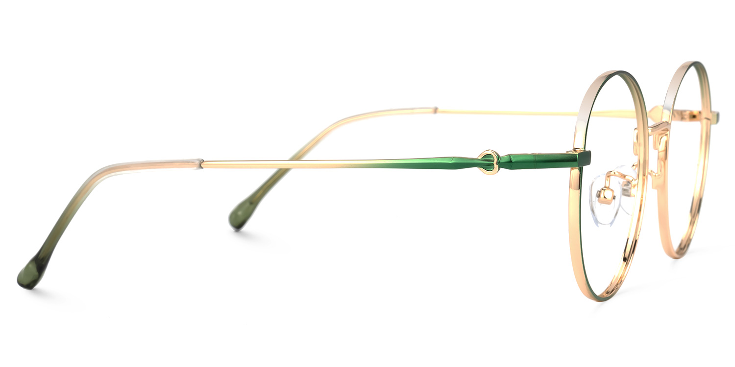 Fleuretta Grün-Gold Rund Brille2