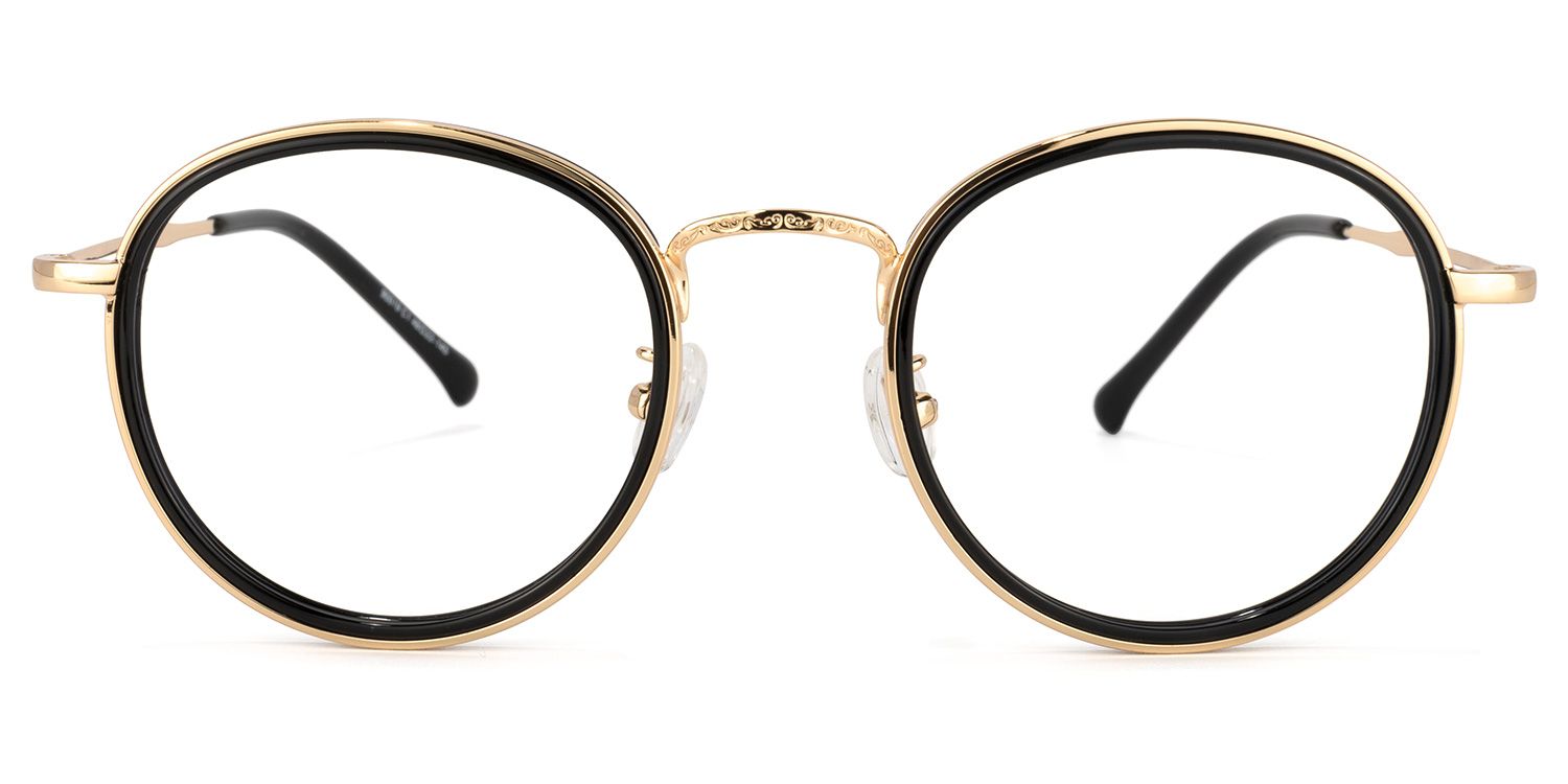 Taylor Schwarz-Gold Rund Brille0