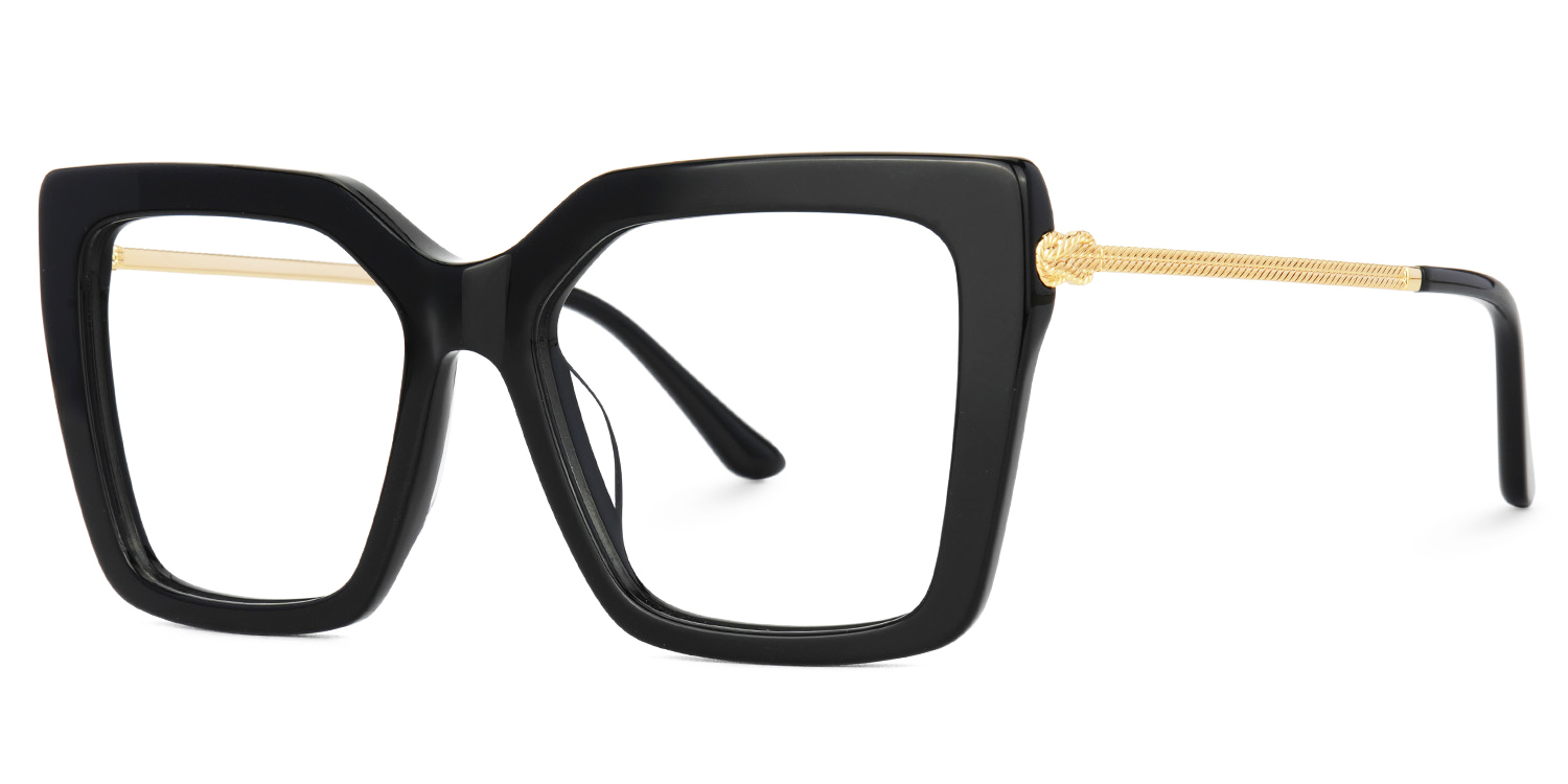 Flora Schwarz Quadratisch Brille1
