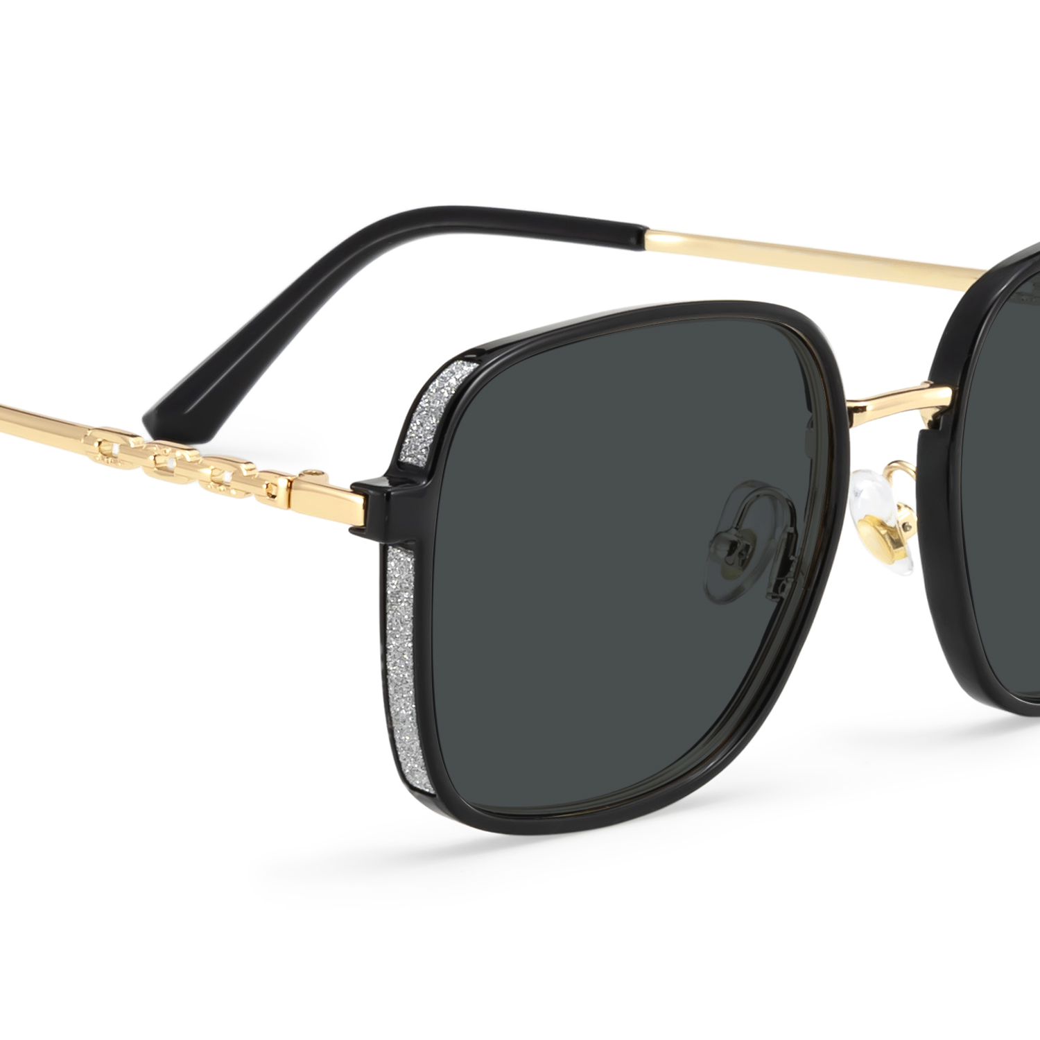 Frida Schwarz Quadratisch Gemischte-Materialien Sonnenbrille4