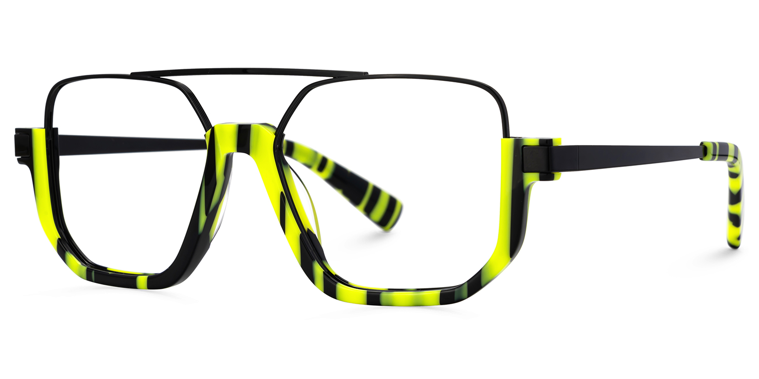 Oromiya Schwarz-Grün Pilot Gemischte-Materialien Brille2