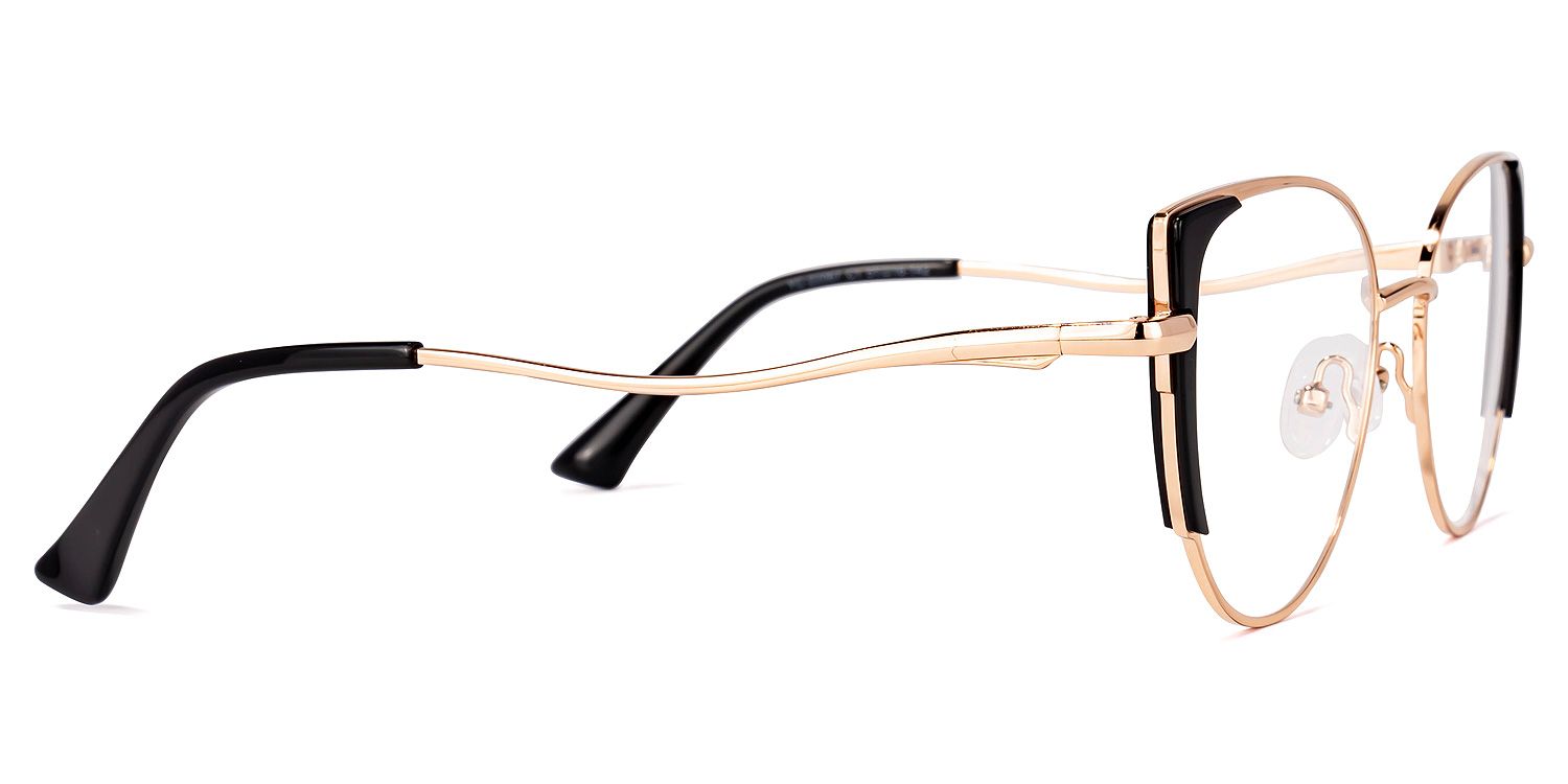 Raia Schwarz-Gold Cateye Brille3
