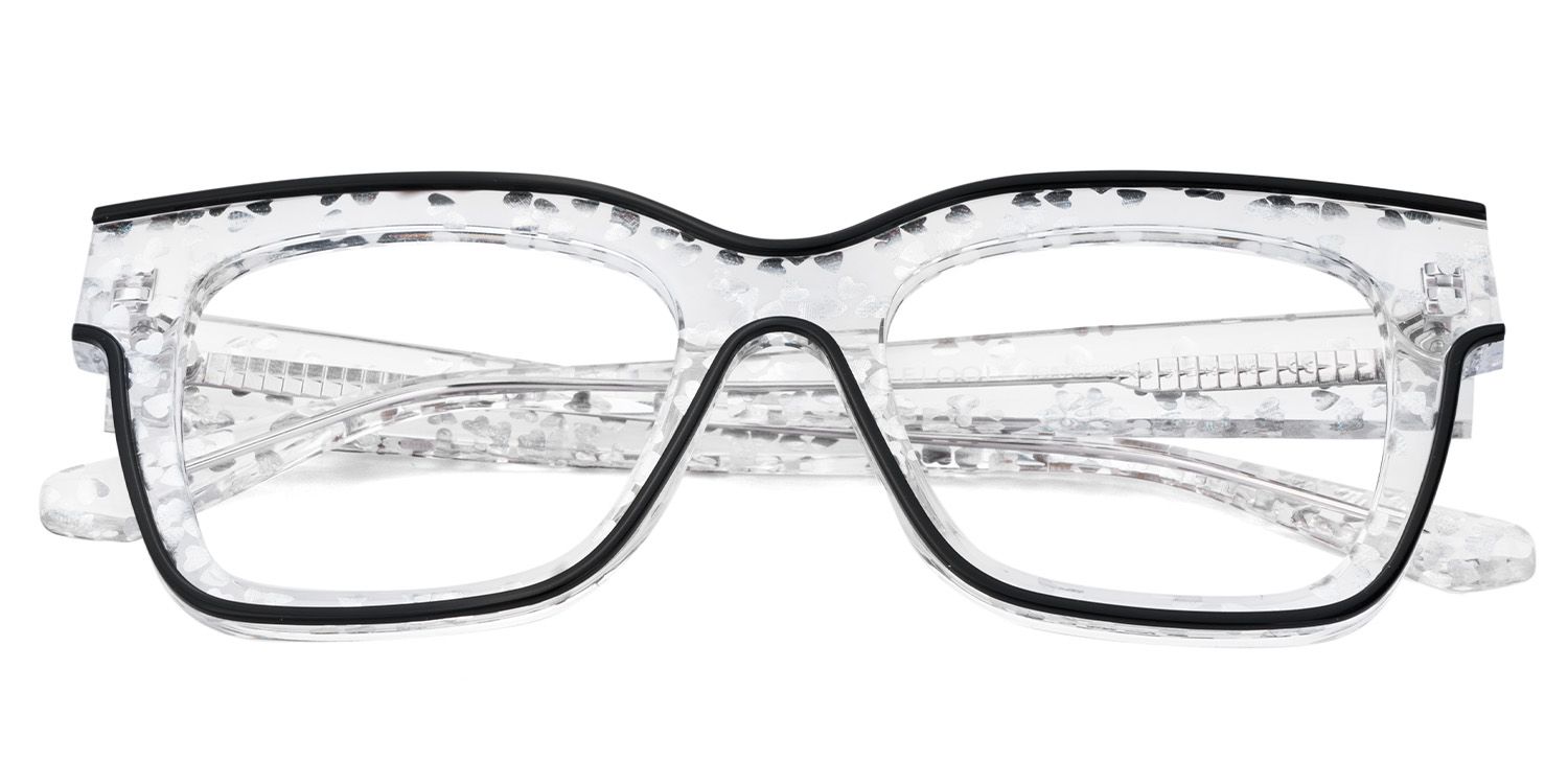 Zerica Schwarz Klar Quadratisch Acetat Brille1