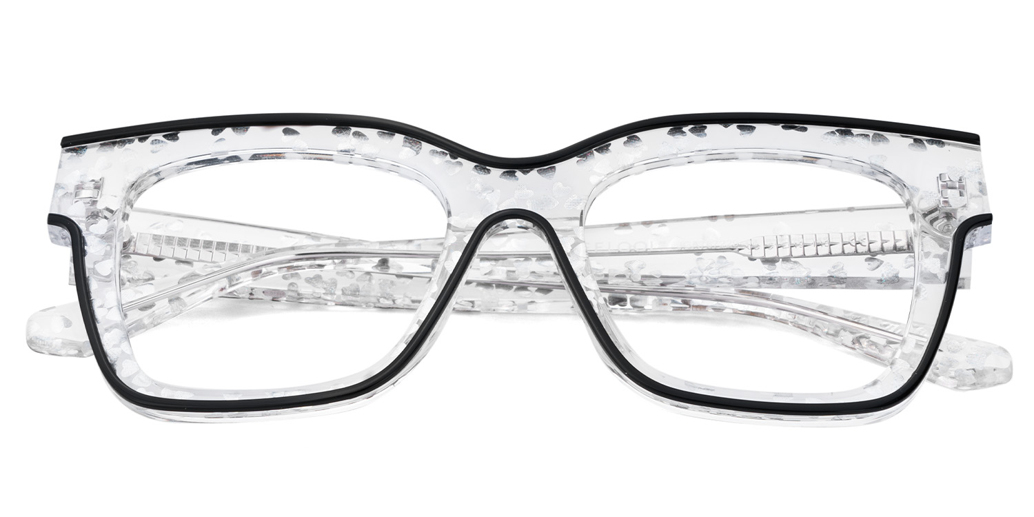 Zerica Schwarz Kristall Quadratisch Brille1