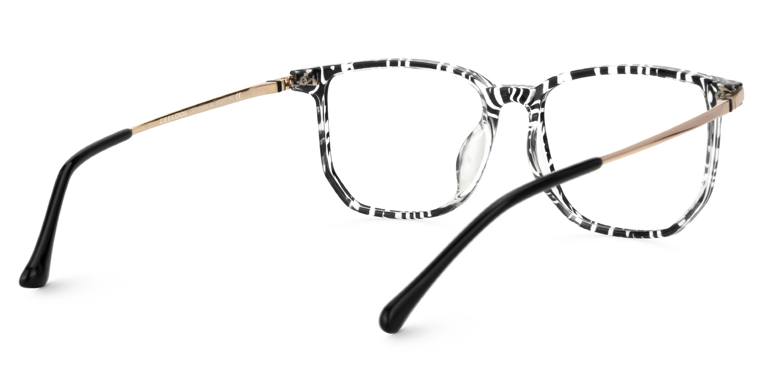 Fezell Schwarz-Weiß Rechteckig Brille4