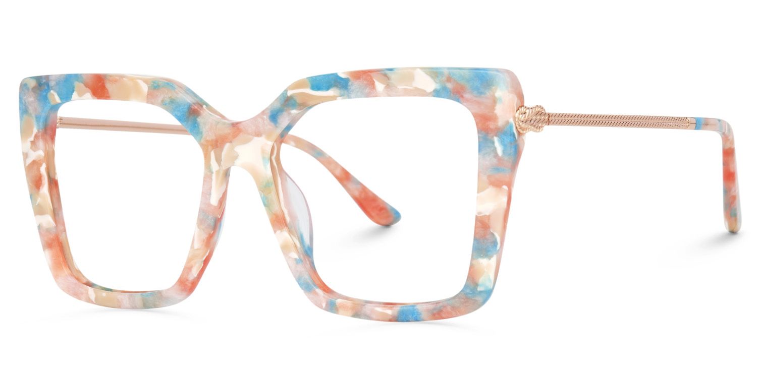 Flora Orange-Bunt Quadratisch Brille1