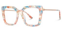 Flora Orange-Bunt Quadratisch Brille1