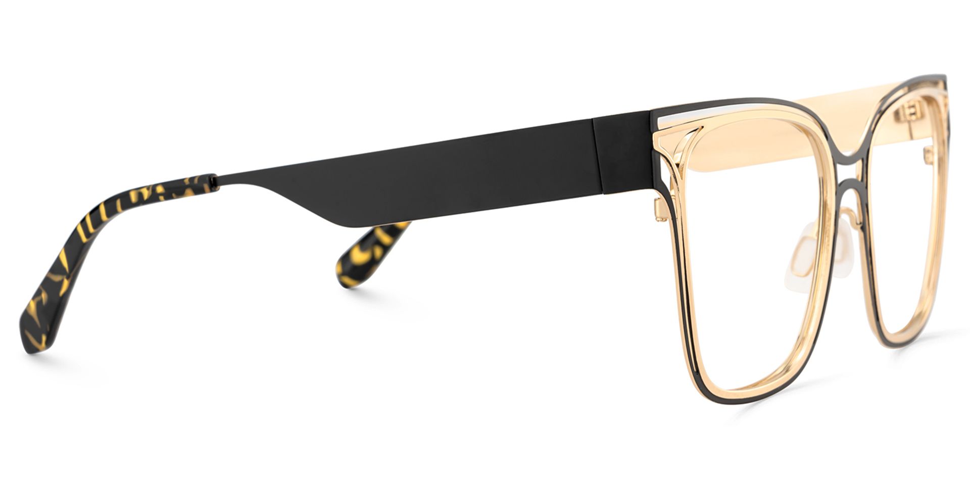 Dacarine Schwarz-Gold Quadratisch Metall Brille5