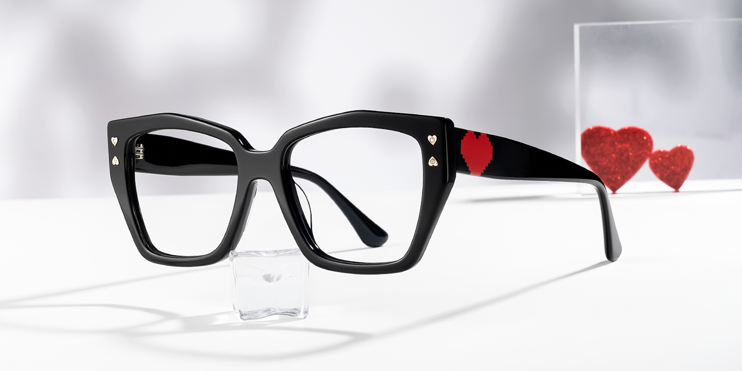 Jemia Schwarz Schmetterling Acetat Brille2