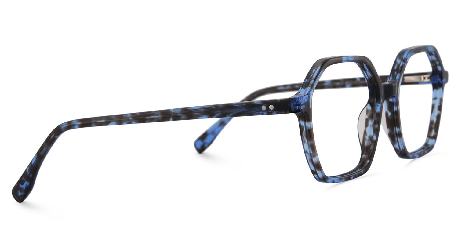 Mollie Schwarz-Blau Geometrisch Brille3
