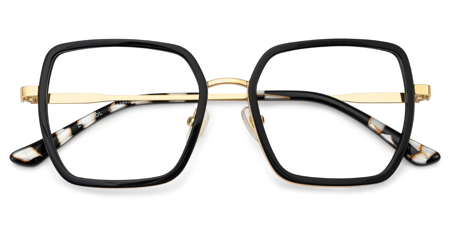 Fiona Schwarz Quadratisch Gemischte-Materialien Brille3