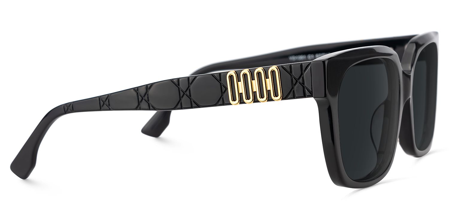 Liesel Schwarz Rechteckig Acetat Sonnenbrille3