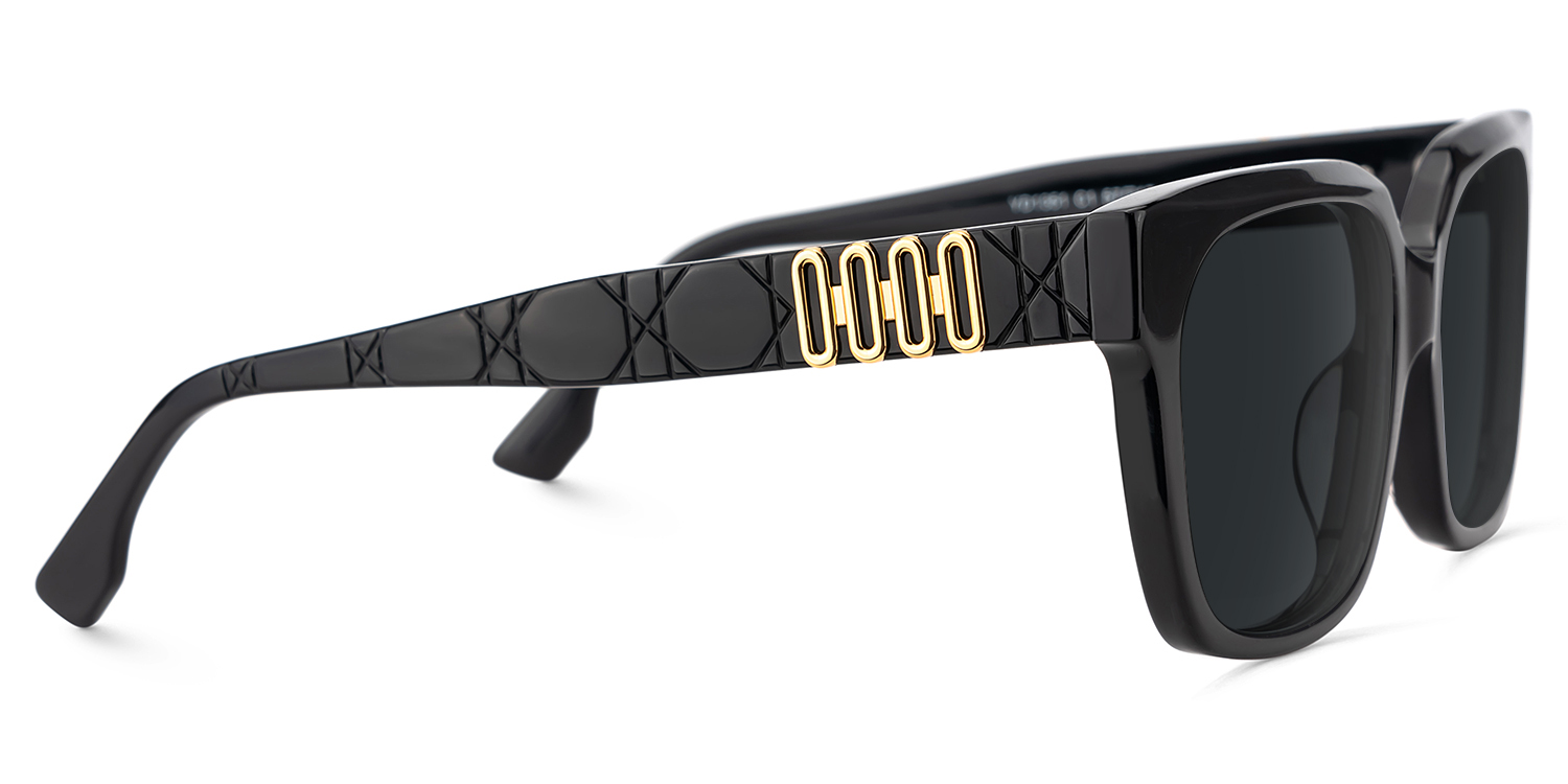 Liesel Schwarz Rechteckig Acetat Sonnenbrille3