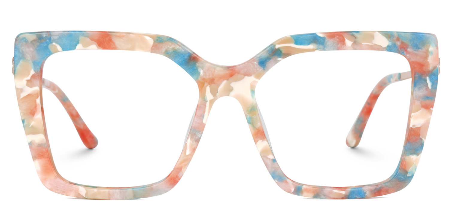 Flora Orange-Bunt Quadratisch Brille0