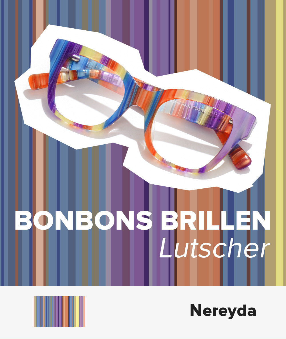 Nereyda Lutscher Bunt Cateye Bonbon Brille