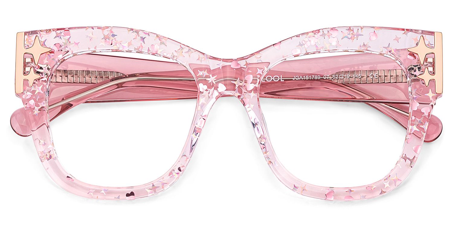 Minfia Rosa Klar Quadratisch Acetat Brille3
