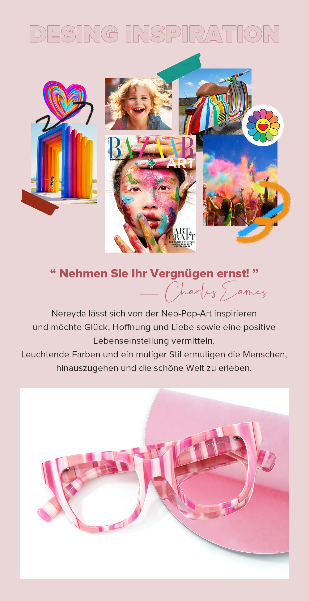 Nereyda Kaugummi Bunt Cateye Bonbon Brille