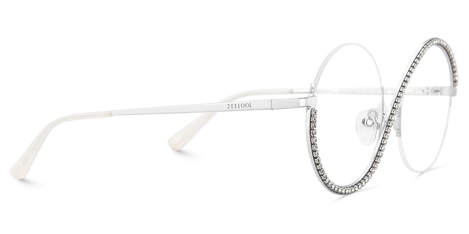 Alina Silber Rund Metall Brille3