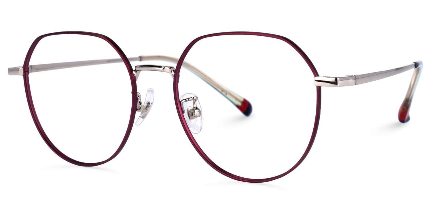 Sada Dunkelrot Geometrisch Brille1