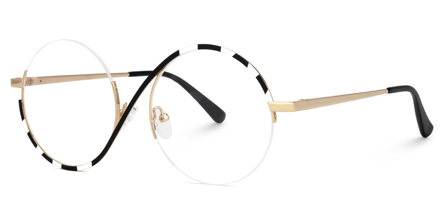 Alina Schwarz-Weiß Rund Brille1
