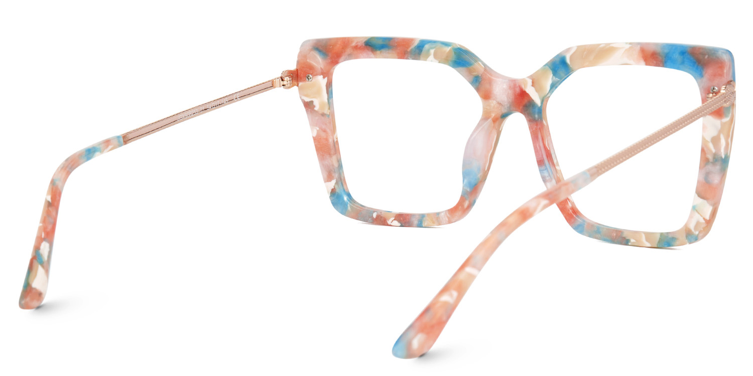Flora Orange-Bunt Quadratisch Brille3