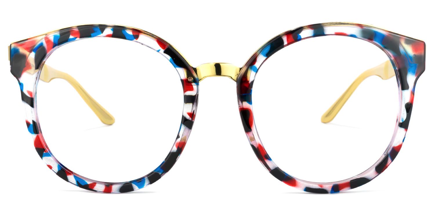 Ettenheim Blau Schwarz Blumenmuster Runde Brille0