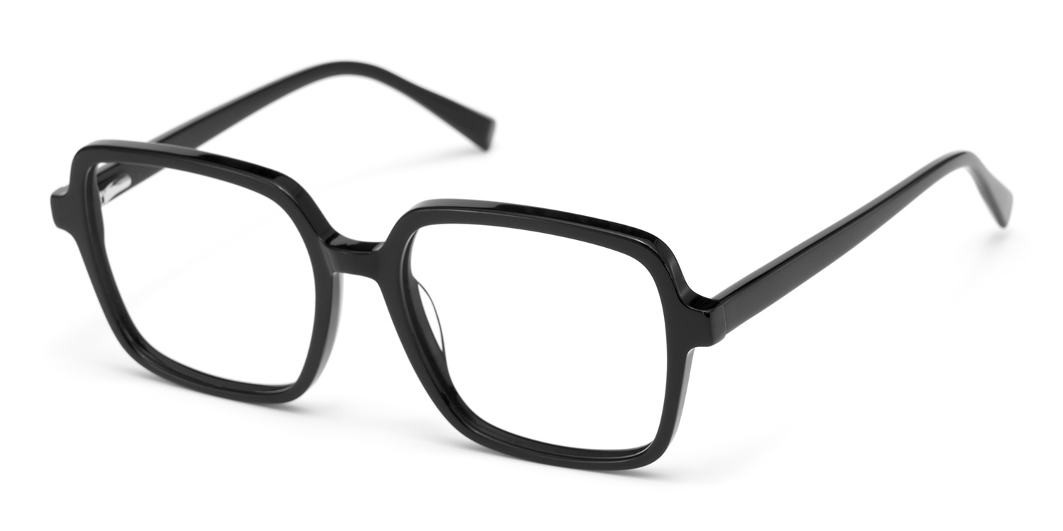 Ember Schwarz Quadratisch Acetat Brille2