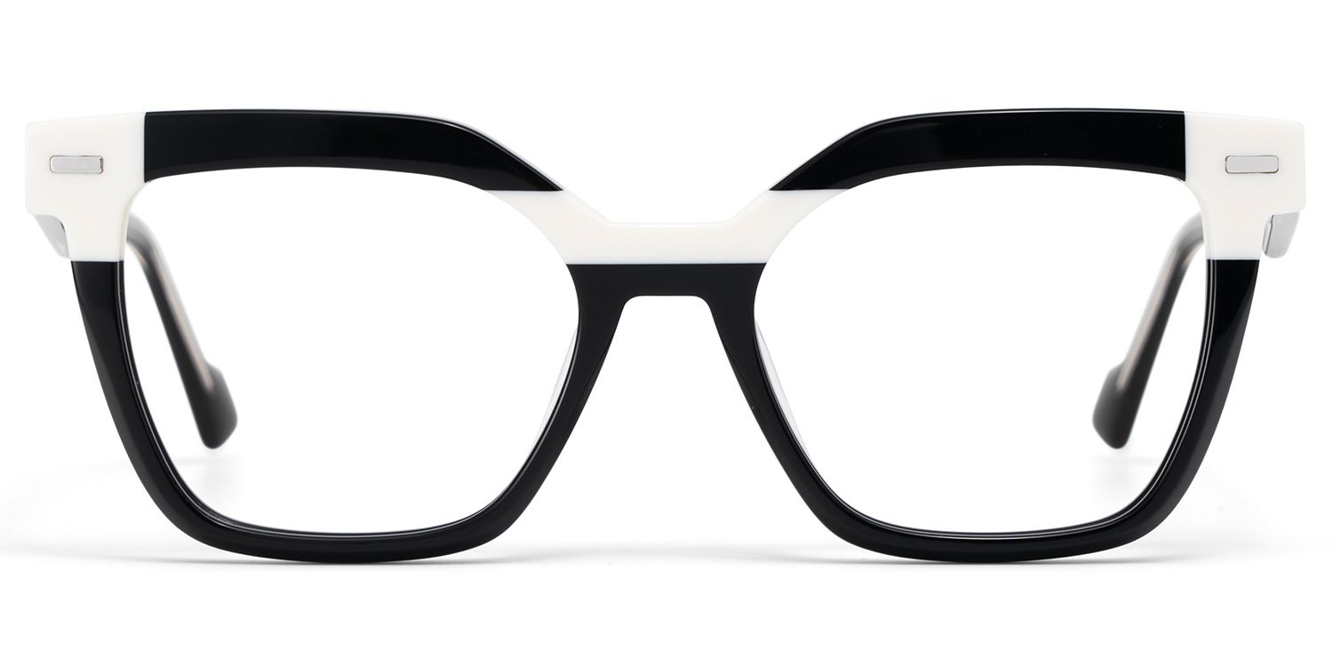 Nidia Schwarz-Weiß Quadratisch TR90 Brille2
