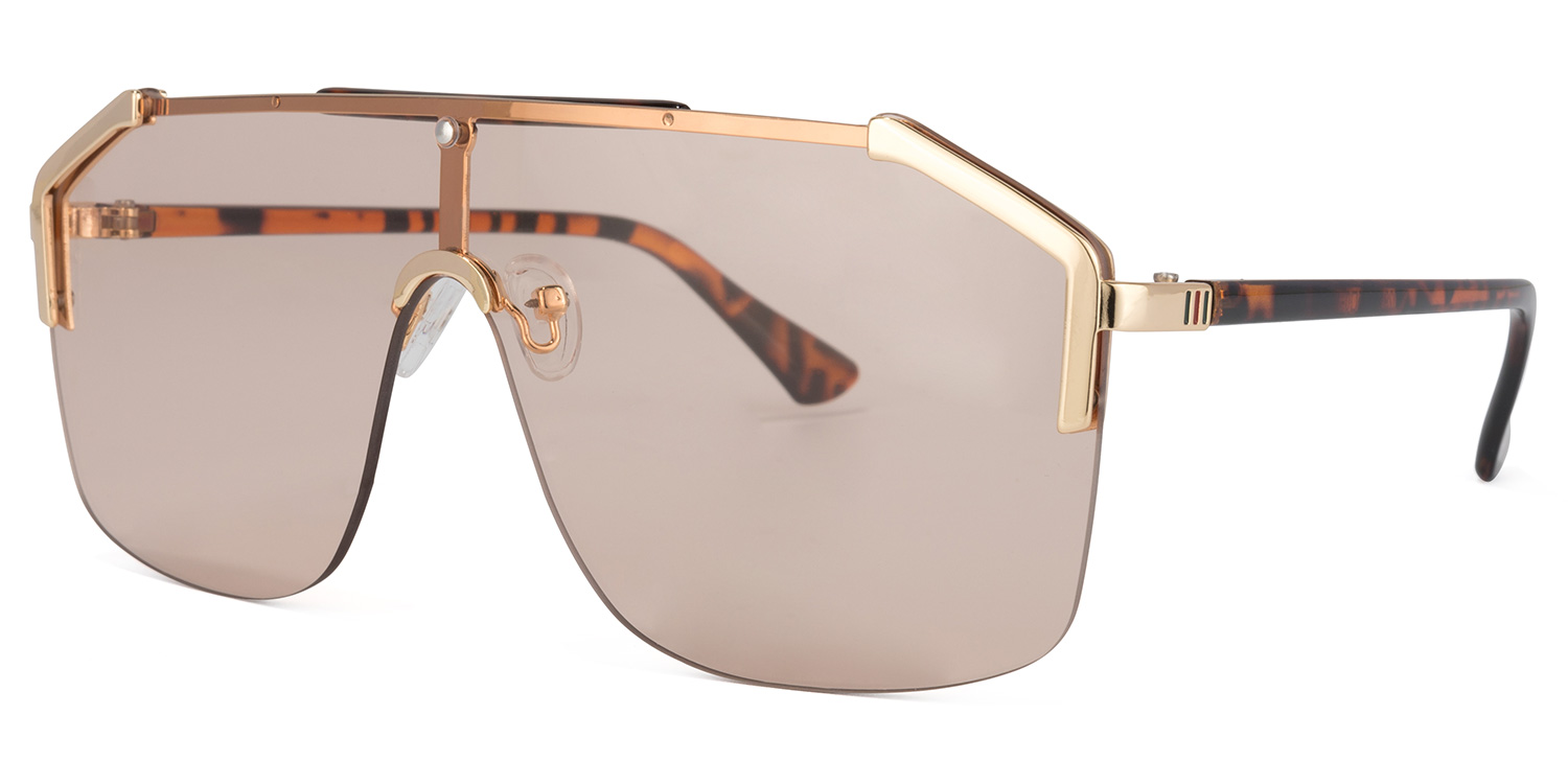ZEELOOL Ashbur Gold-Braun Geometrisch Sonnenbrille