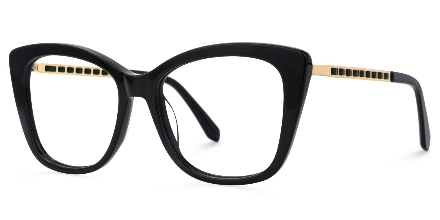 Deangela Schwarz Cateye Gemischte-Materialien Brille3