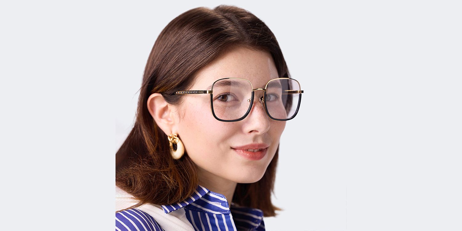 Perfecta Schwarz Quadratisch Gemischte Materialien Brille3