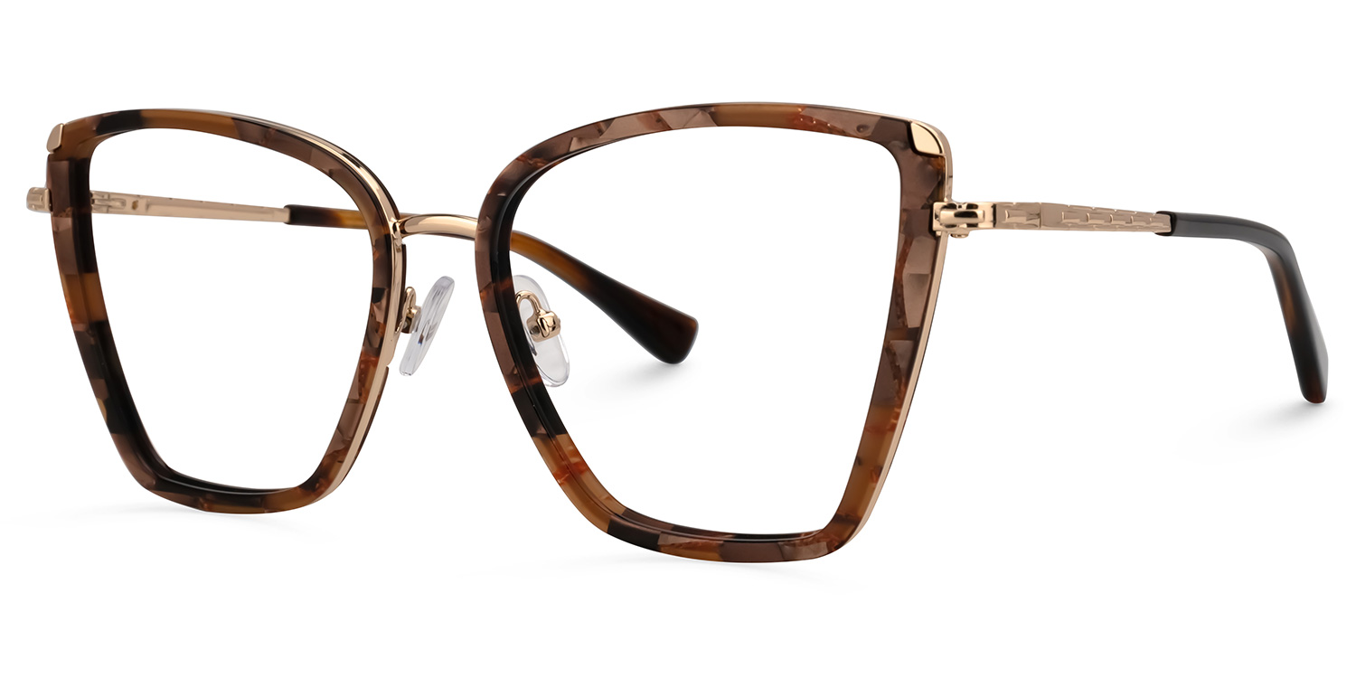 Asser Blumendruck-Braun Cateye Brille1