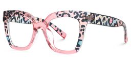 Malcolm Rosa-Leopard Rechteckig Brille3