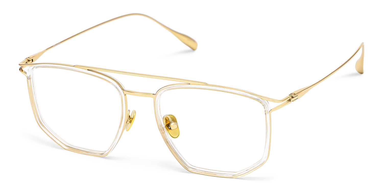 Nico Gold-Kristall Pilot Gemischte-Materialien Brille2