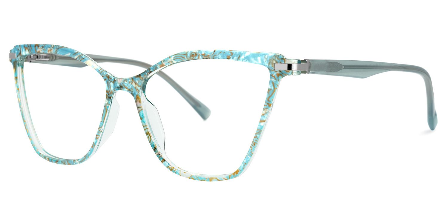 Fearghus Blumendruck-Blau Cateye Brille1