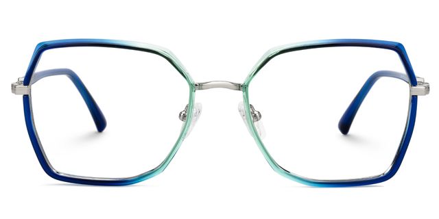 Burt Blau-Grün Rechteckig Brille