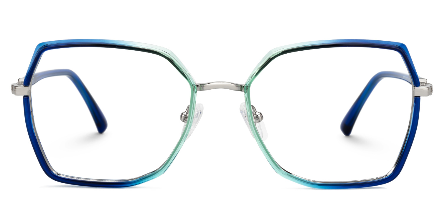 Burt Blau-Grün Rechteckig Brille