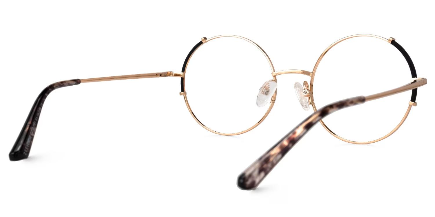 Rindy Schwarz-Gold Rund Brille2