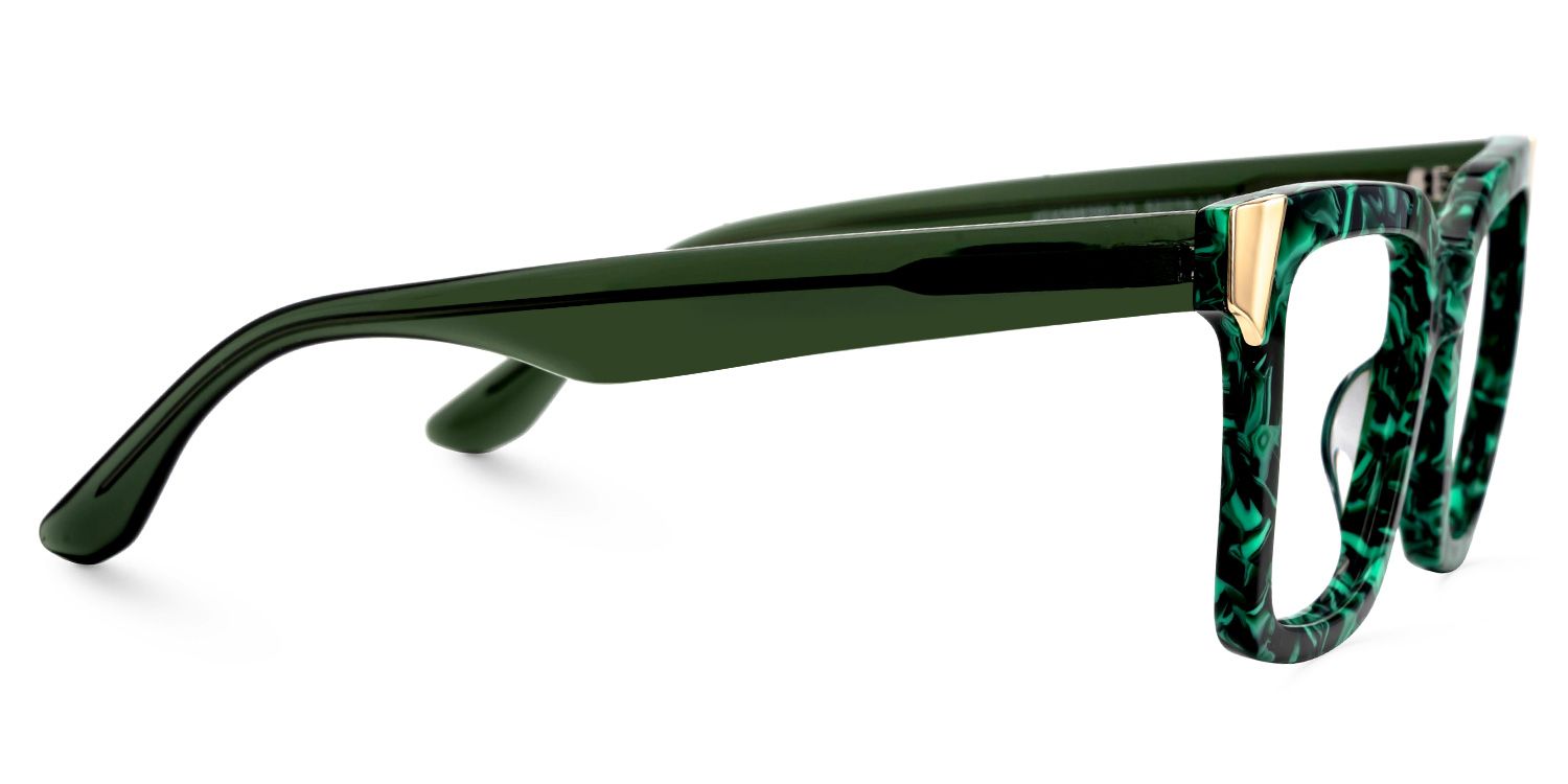 Babara Blumenmuster-Grün Quadratisch Brille3