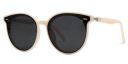 Percia Weiß Beige Rund Sonnenbrille1
