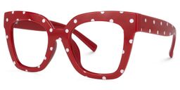 Malcolm Rot-Punkt Quadratisch Brille1