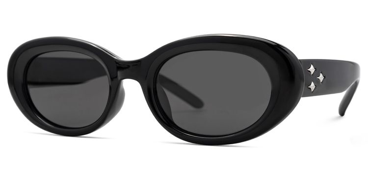 Shirley Schwarz Oval Sonnenbrille
