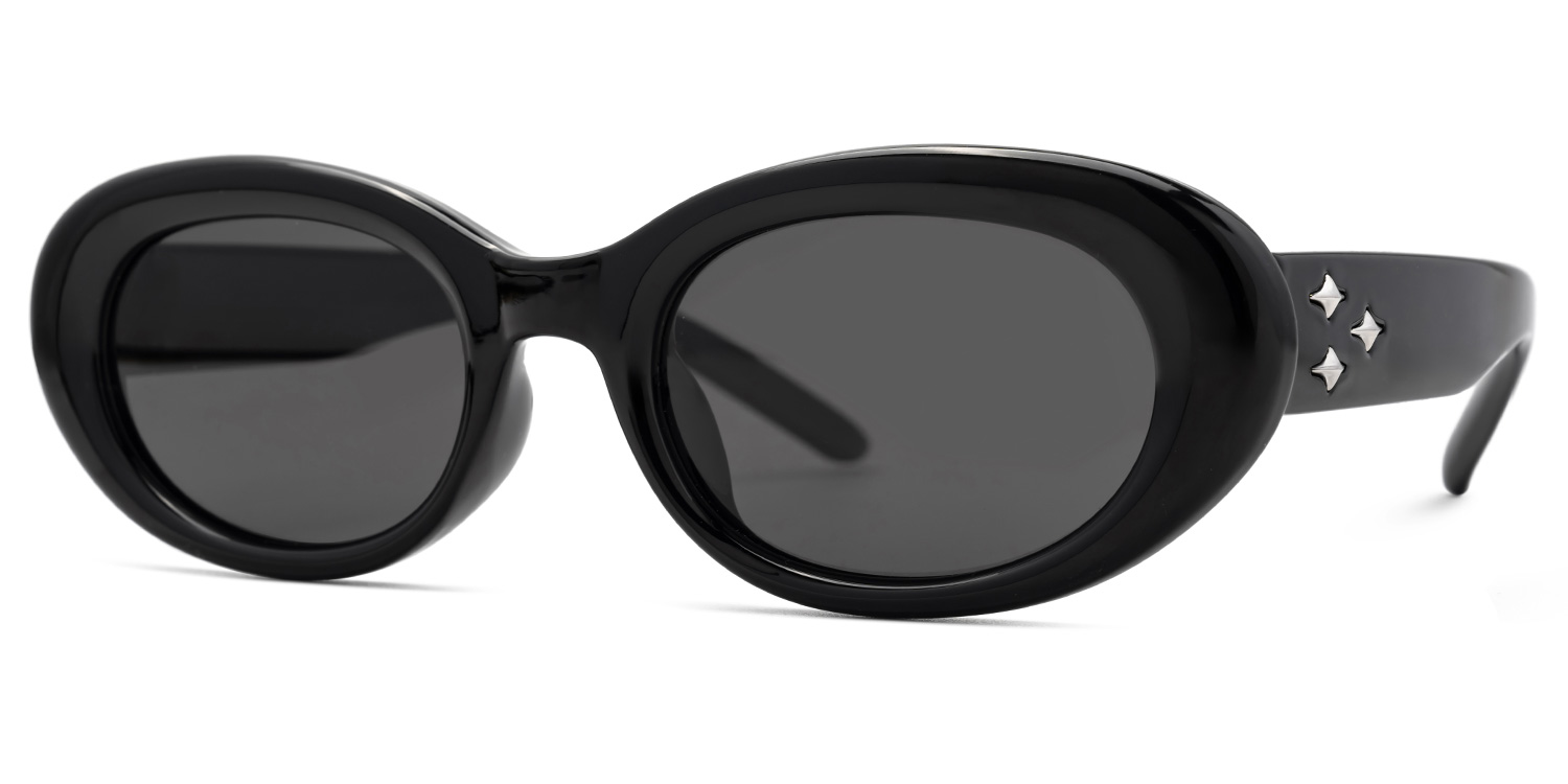 Shirley Schwarz Oval Sonnenbrille