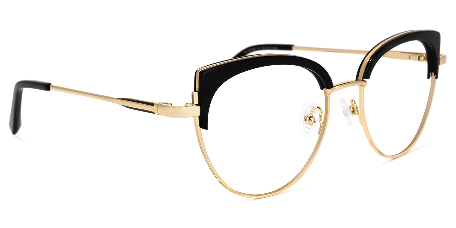 Lorchen Schwarz-Gold Cateye Brille2