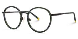 Emmanuel Blumendruck-Dunkelgrün Rund Brille1