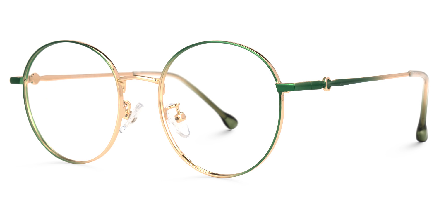 Fleuretta Grün-Gold Rund Brille1